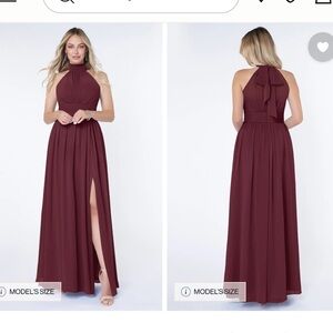 Azazie Iman Halter Bridesmaid Dress in Cabernet